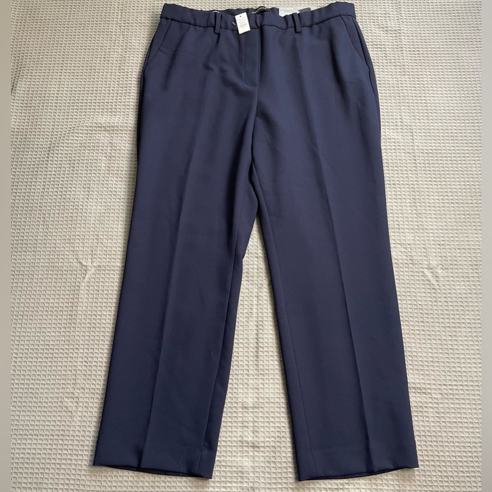 New Talbots Cambridge Pants 16P 16 Petite Pull On Dress Pant Straight Navy Blue